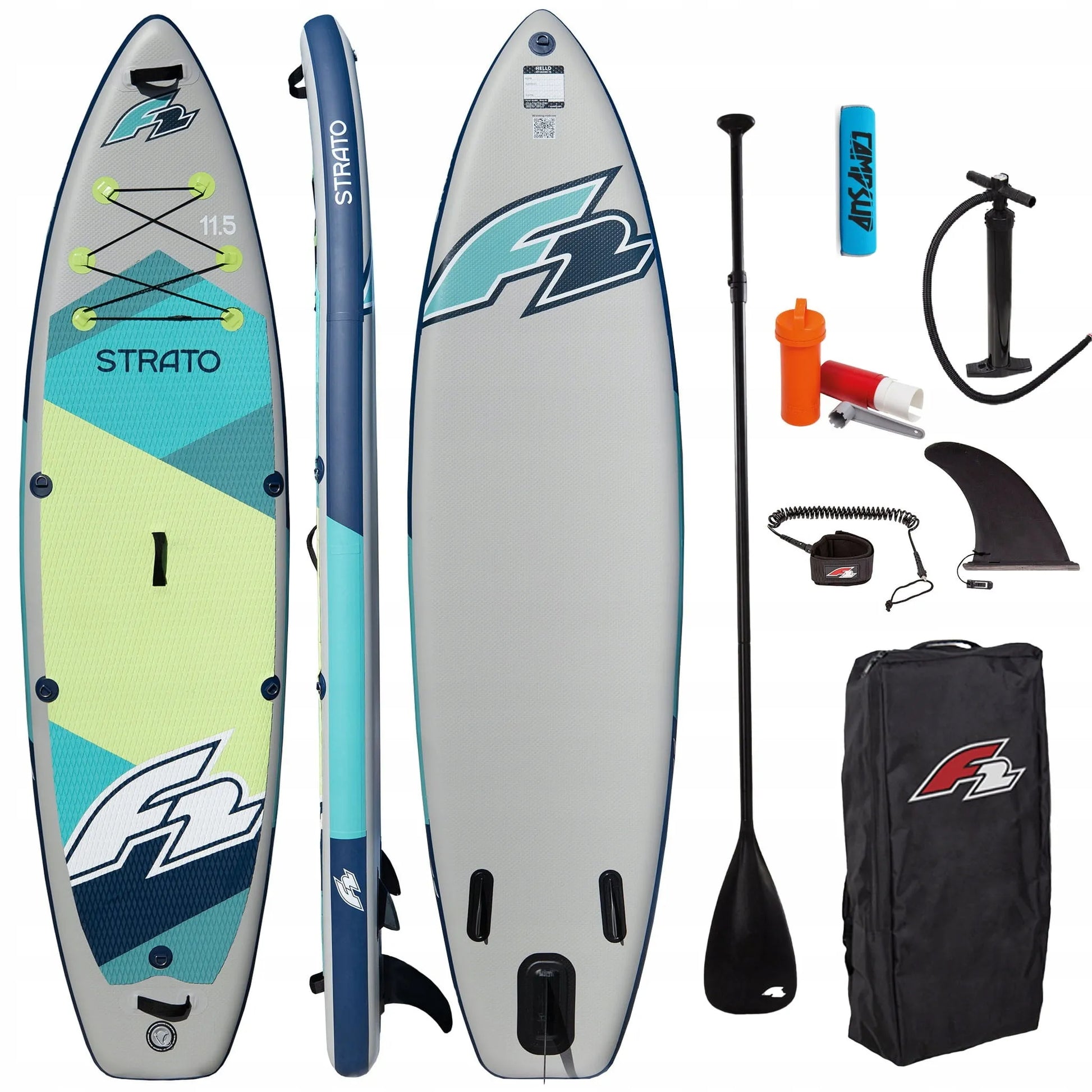 Pripučiama SUP lenta F2 Strato 11'5" Green + irklų plūduras
