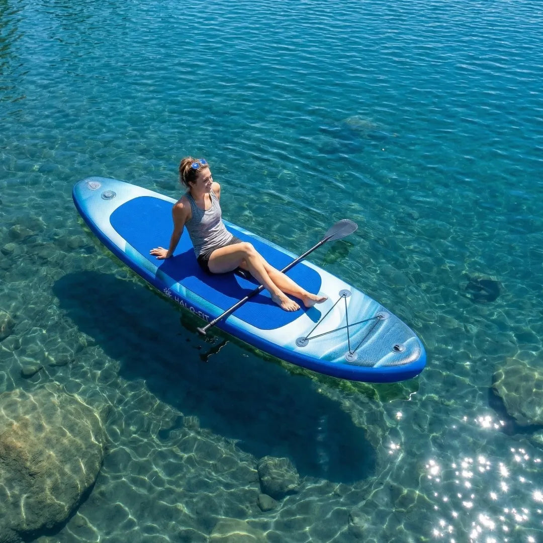 Pripučiama SUP lenta Halo-Fit 335cm mėlyna – rinkinys su irklu ir pompa