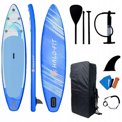 Pripučiama SUP lenta Halo-Fit 335cm mėlyna – rinkinys su irklu ir pompa