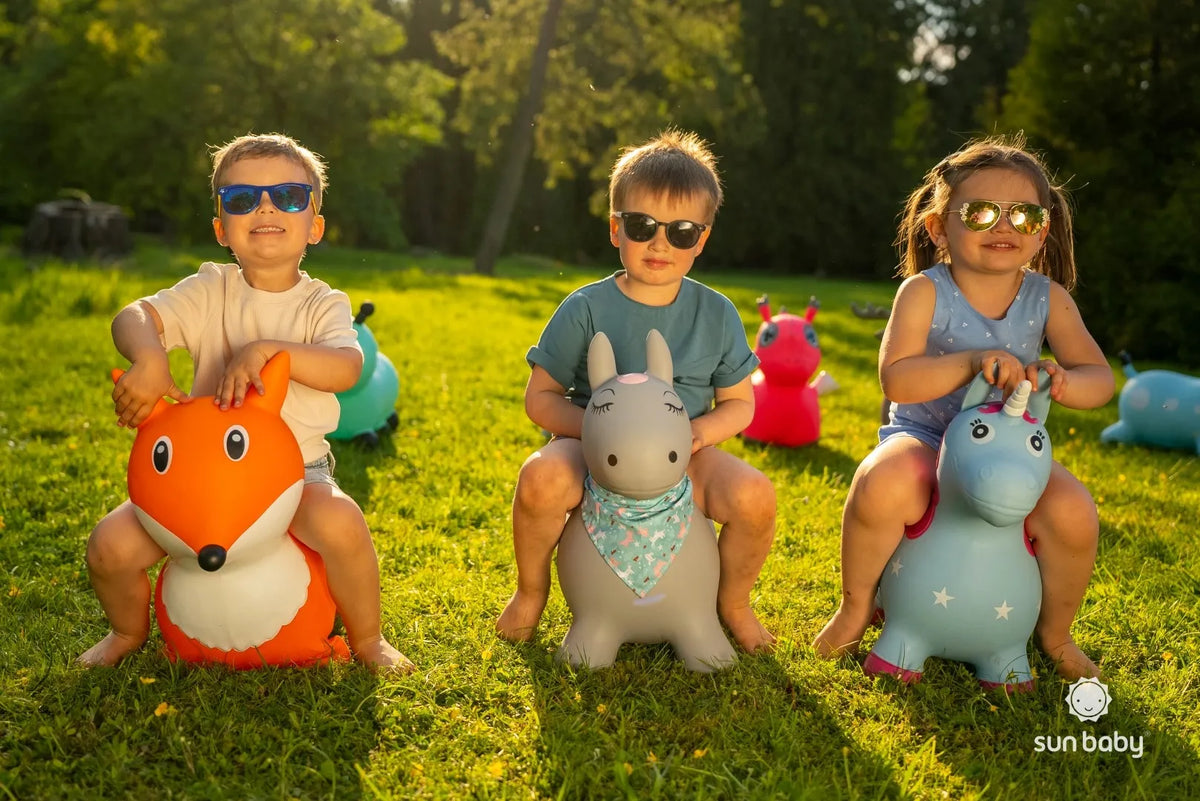 Pripučiamas guminis šokliukas vaikams su pompa, baltas vienaragis, „Sun Baby“