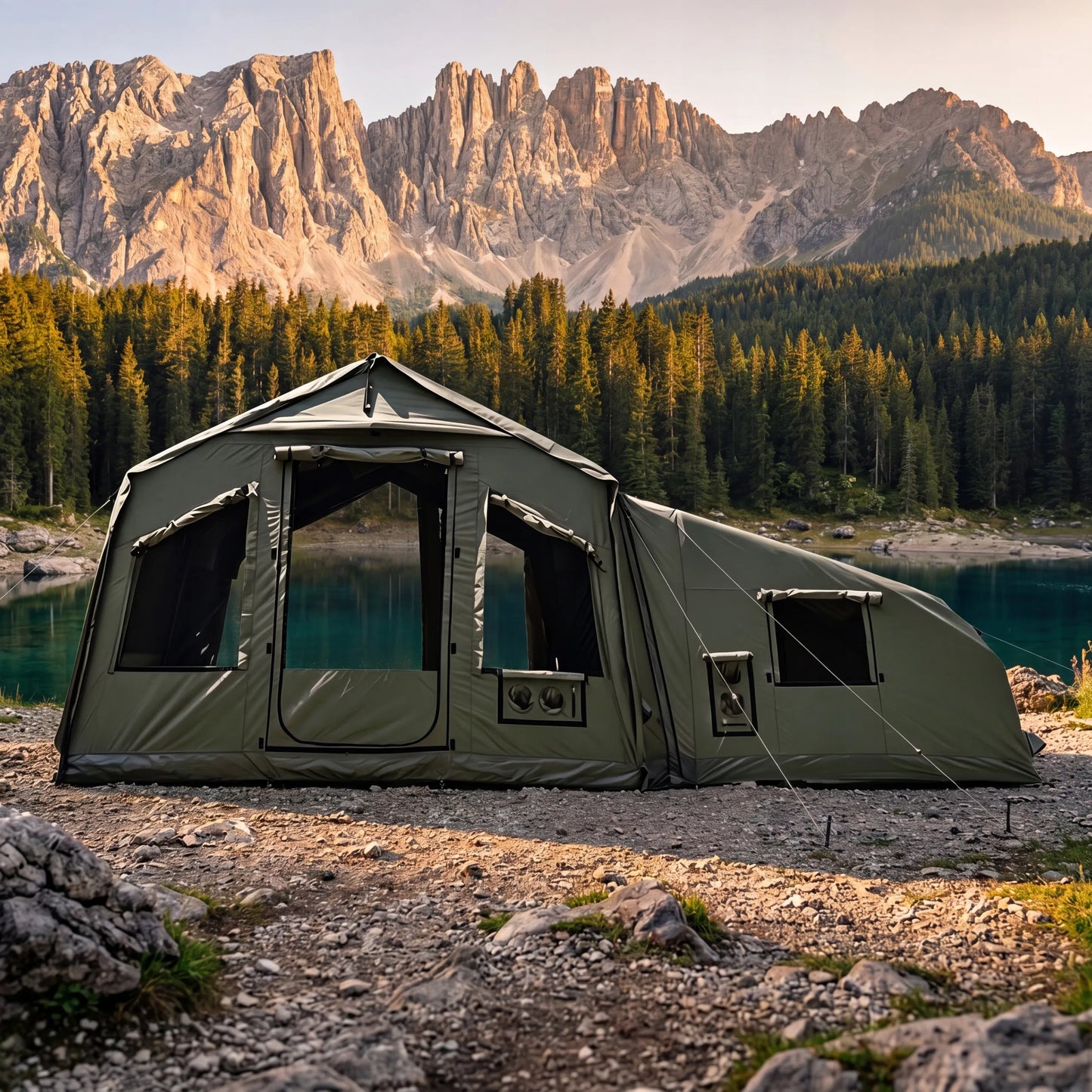 Pripučiamas kempingo palapinė glampingui iki 10 asmenų didelė su miegamuoju Oxford