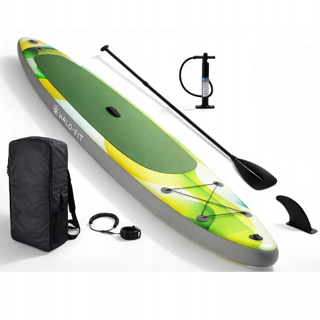 Pripučiamoji SUP lenta 335 cm žalia – rinkinys su irklu ir pompa | Halo-Fit