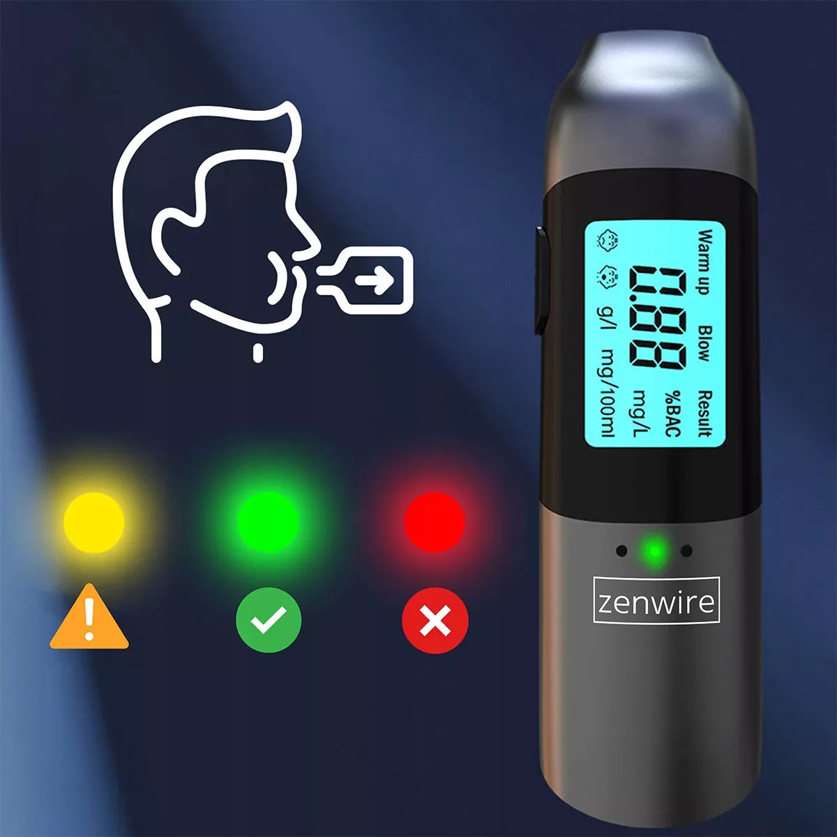 Profesionalus bekontaktis alkotesteris Zenwire MR702 USB-C