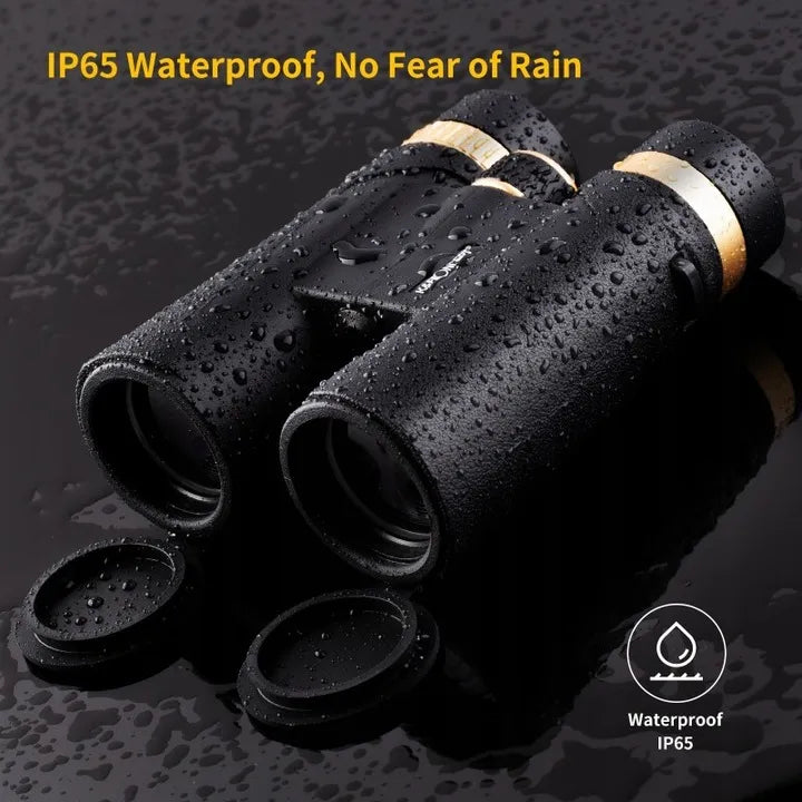Profesionalūs K&F 12x 42mm BAK-4 žiūronai – vandeniui atsparūs, su dėklu, skirti medžioklei