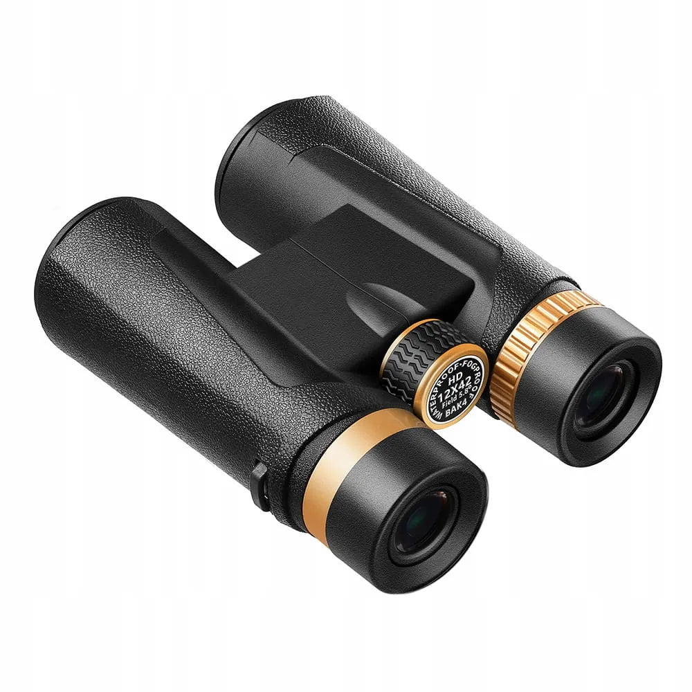 Profesionalūs K&F 12x 42mm BAK-4 žiūronai – vandeniui atsparūs, su dėklu, skirti medžioklei