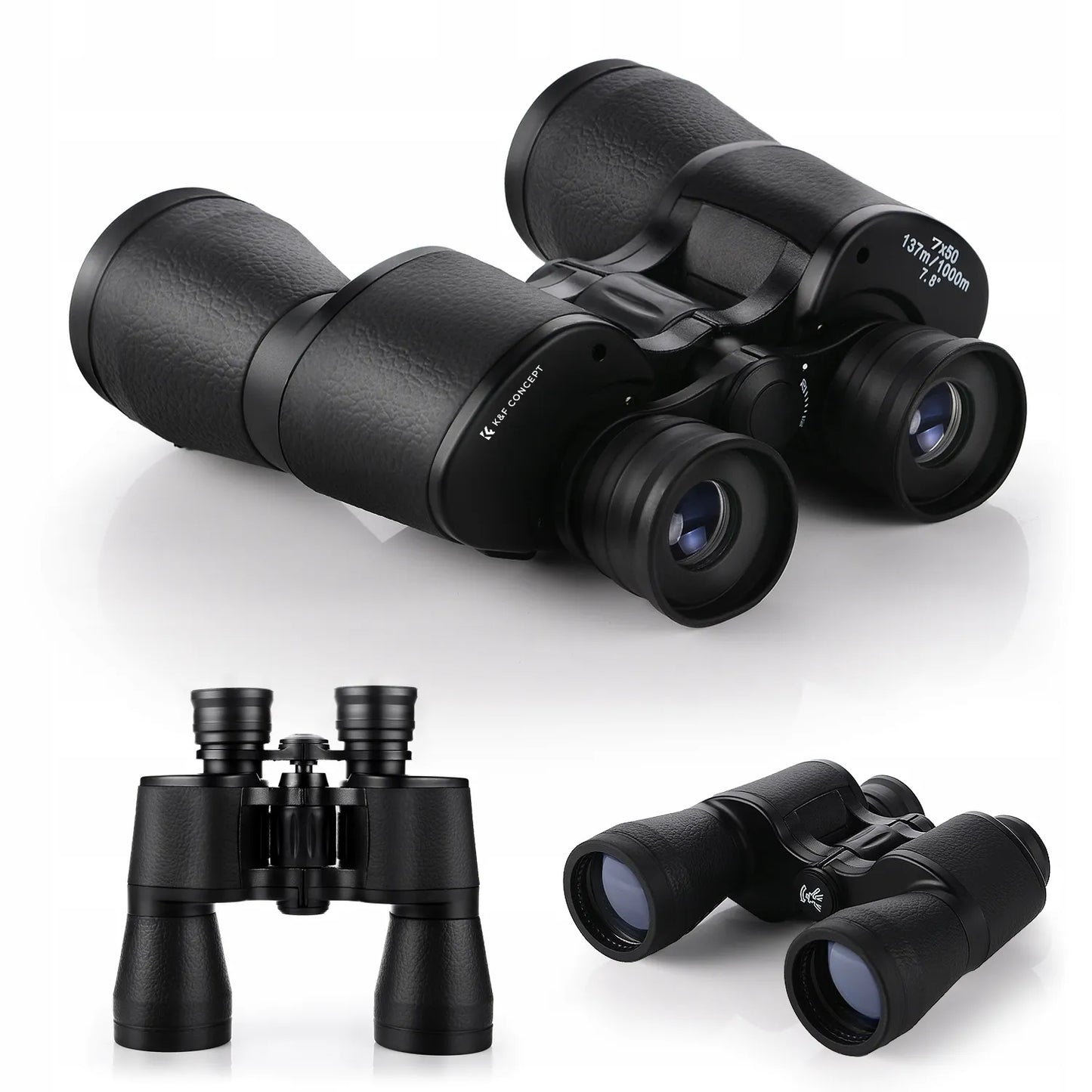 Profesionalūs K&F CONCEPT 7x50 mm žiūronai su BaK4 prizme, dėklu ir KF33.093 modeliu