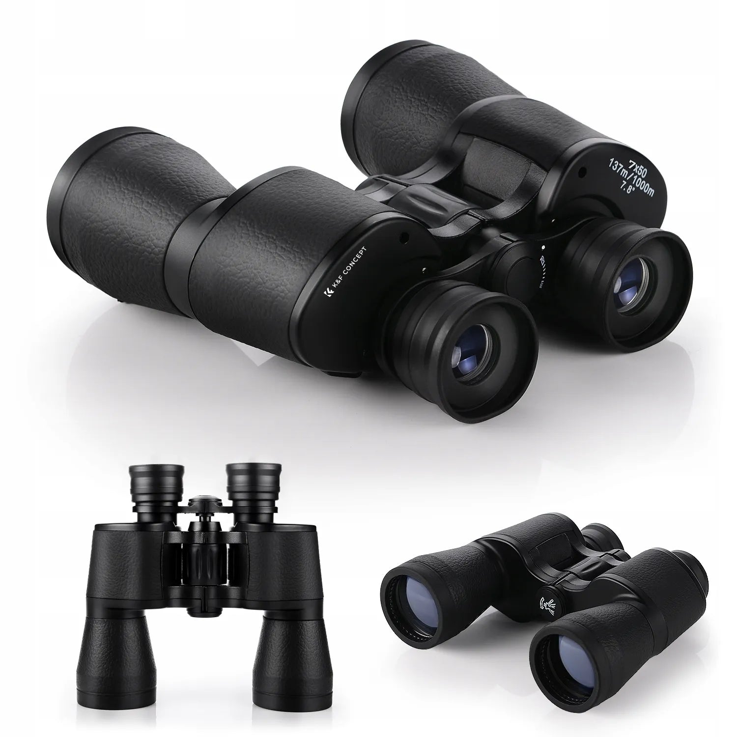 Profesionalūs K&F CONCEPT 7x50 mm žiūronai su BaK4 prizme, dėklu ir KF33.093 modeliu