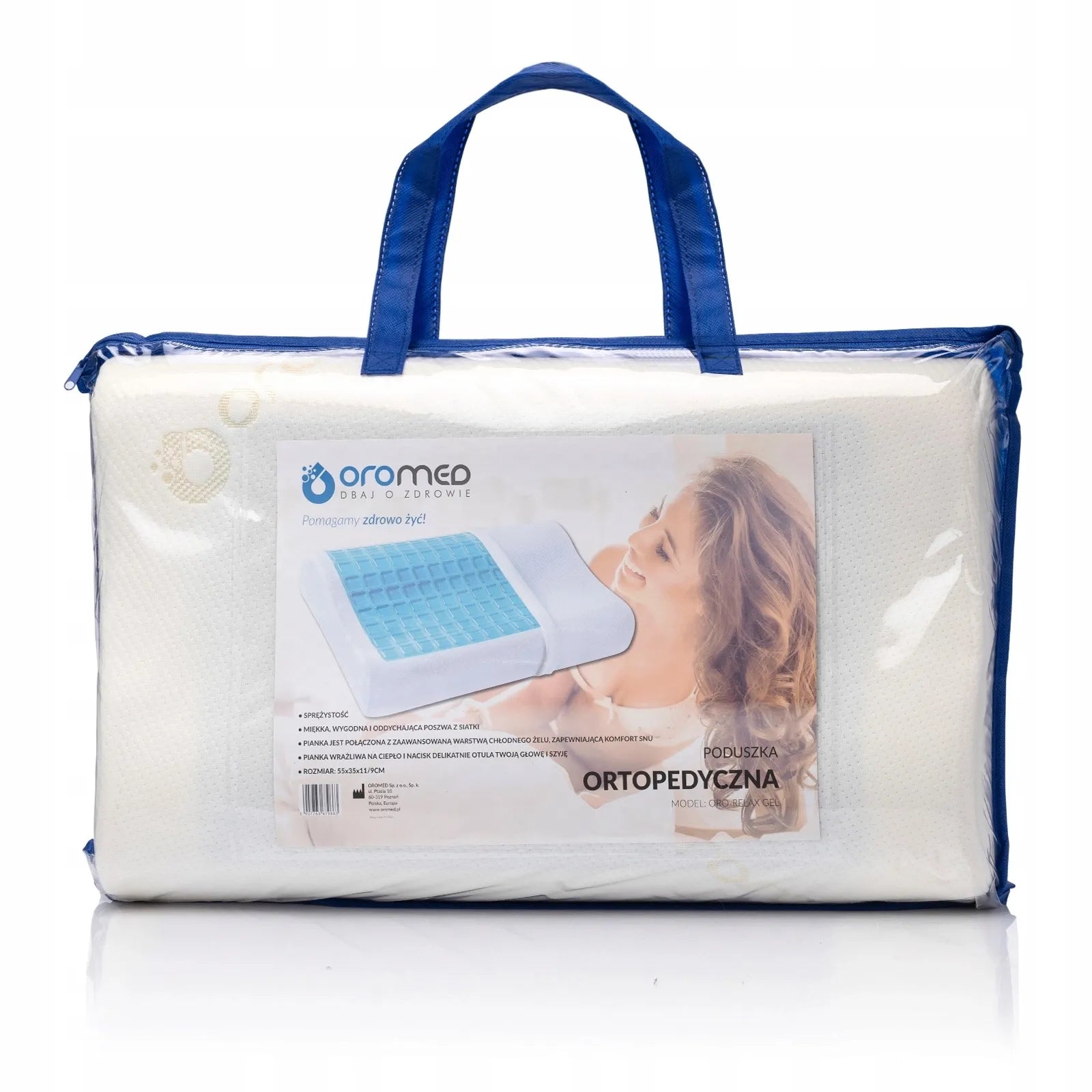Profiluota ortopedinė pagalvė Oromed ORO-RELAX GEL 50x30, Memory putos, medicininis gaminys