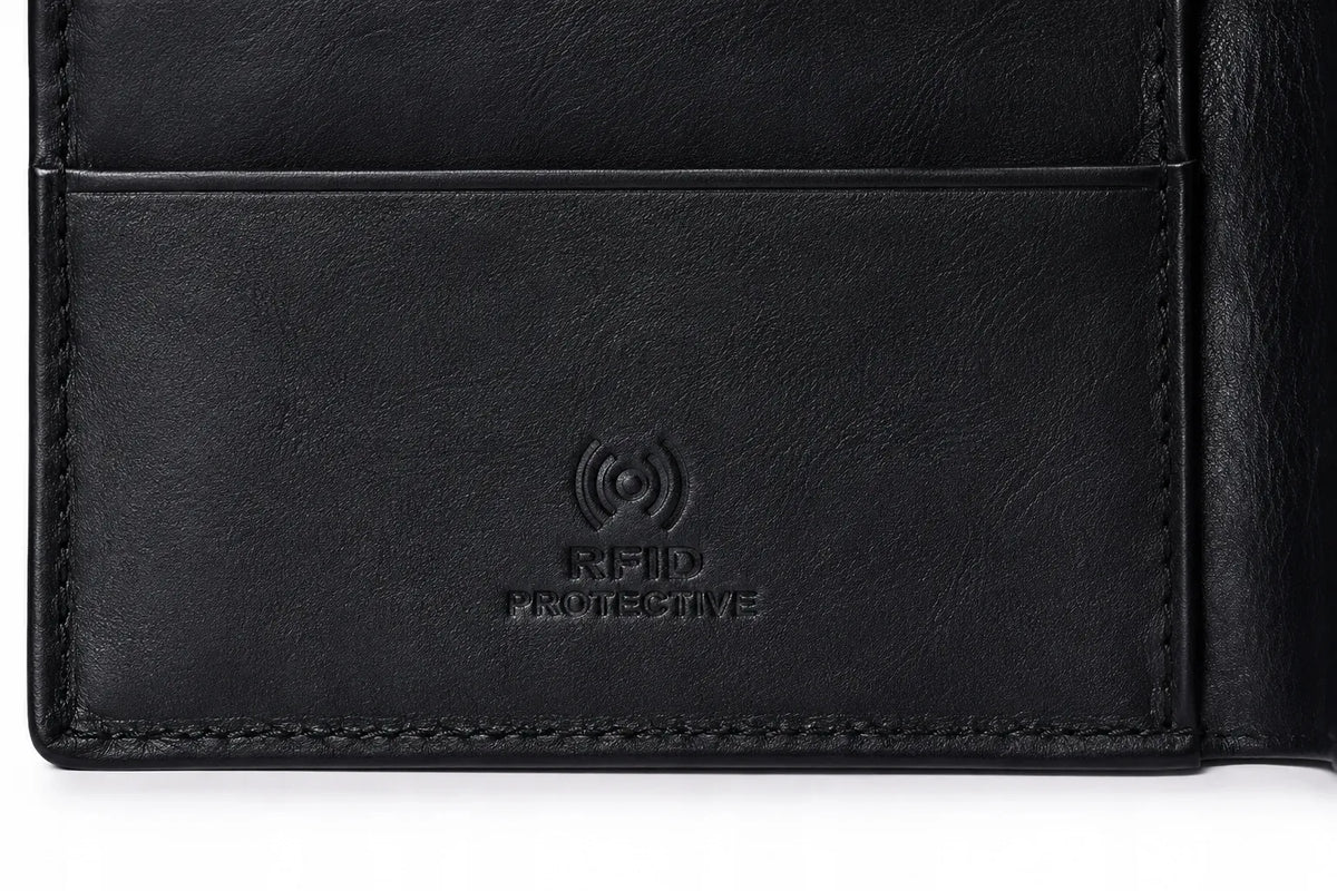 PUCCINI MU6225/1 juoda vyriška piniginė iš natūralios odos su RFID apsauga