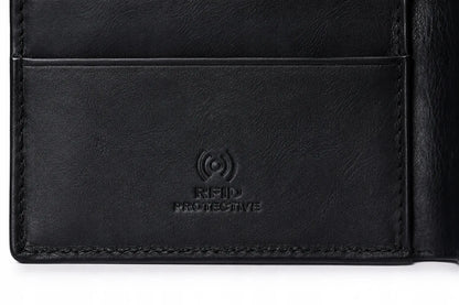 PUCCINI MU6225/1 juoda vyriška piniginė iš natūralios odos su RFID apsauga