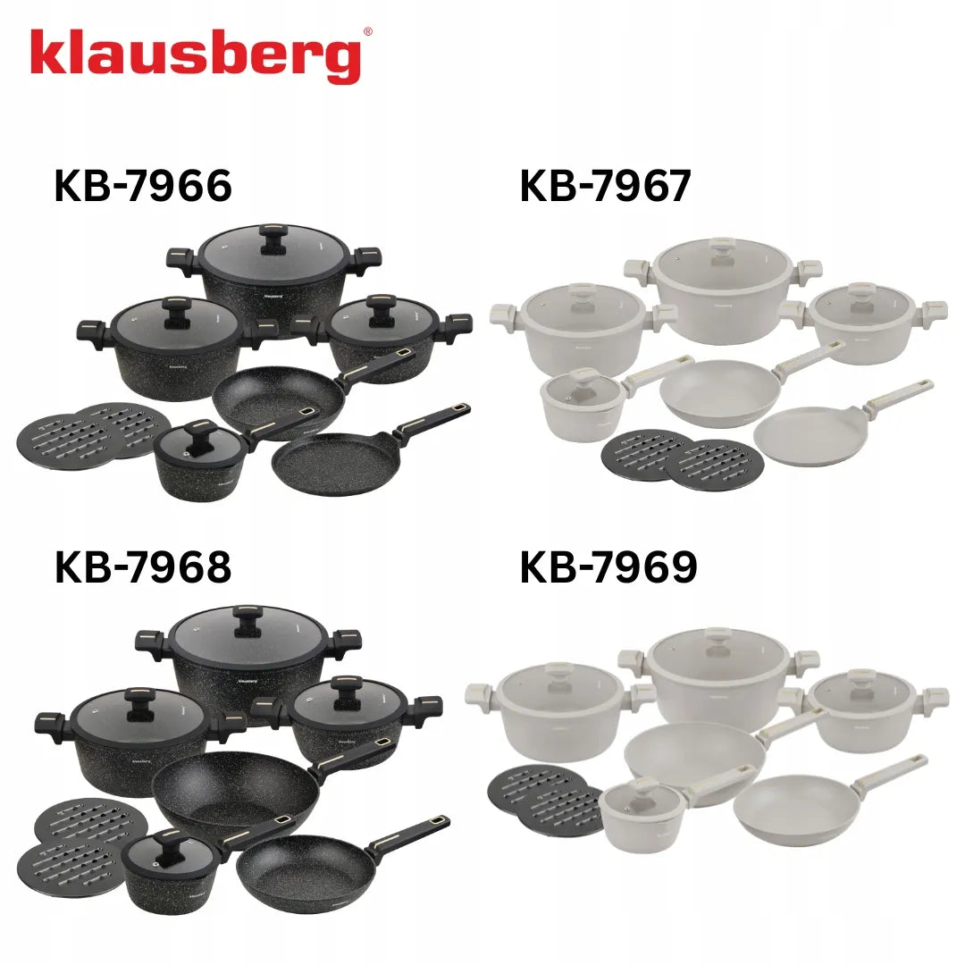 Puodų ir keptuvių rinkinys 12 dalių, nepridegantis, KLAUSBERG KB-7966