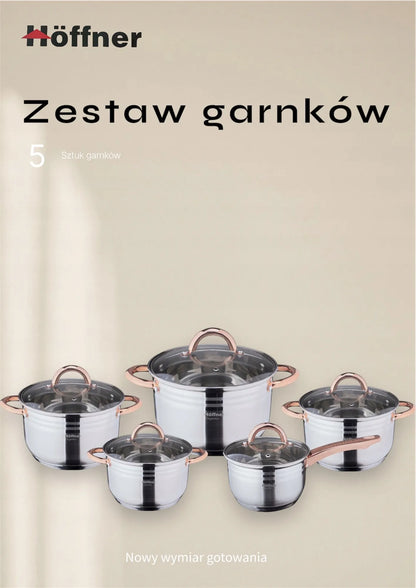Puodų rinkinys Hoffner Elegance nerūdijantis plienas 10 dalių 4365