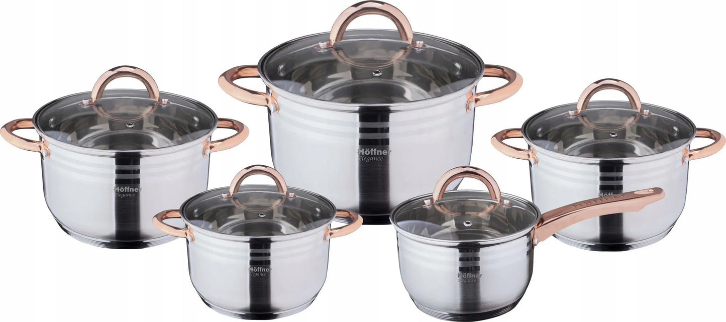 Puodų rinkinys Hoffner Elegance nerūdijantis plienas 10 dalių 4365