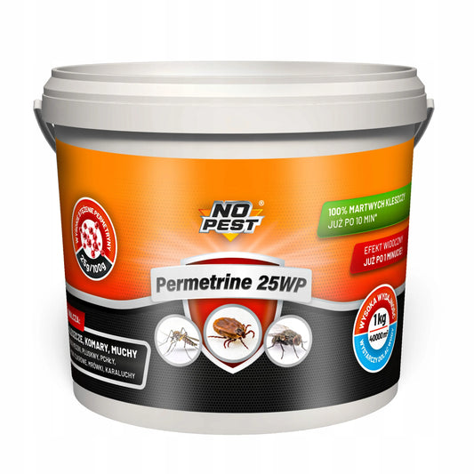 Purškiklis nuo erkių, uodų, musių, kandžių, miltelių pavidalo priemonė 1 kg Permetrinas