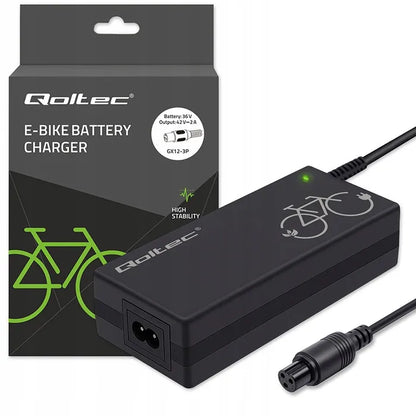 Qoltec 36V 42V 2A GX12-3Pin elektrinio dviračio įkroviklis, greitas įkrovimas