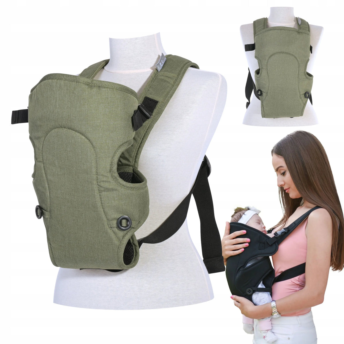 Reguliuojama ergonominė kūdikio nešioklė „Lorelli Between“, žalia