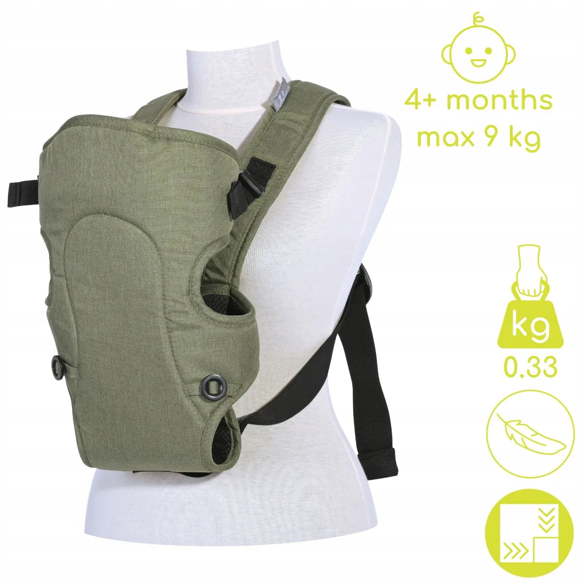 Reguliuojama ergonominė kūdikio nešioklė „Lorelli Between“, žalia