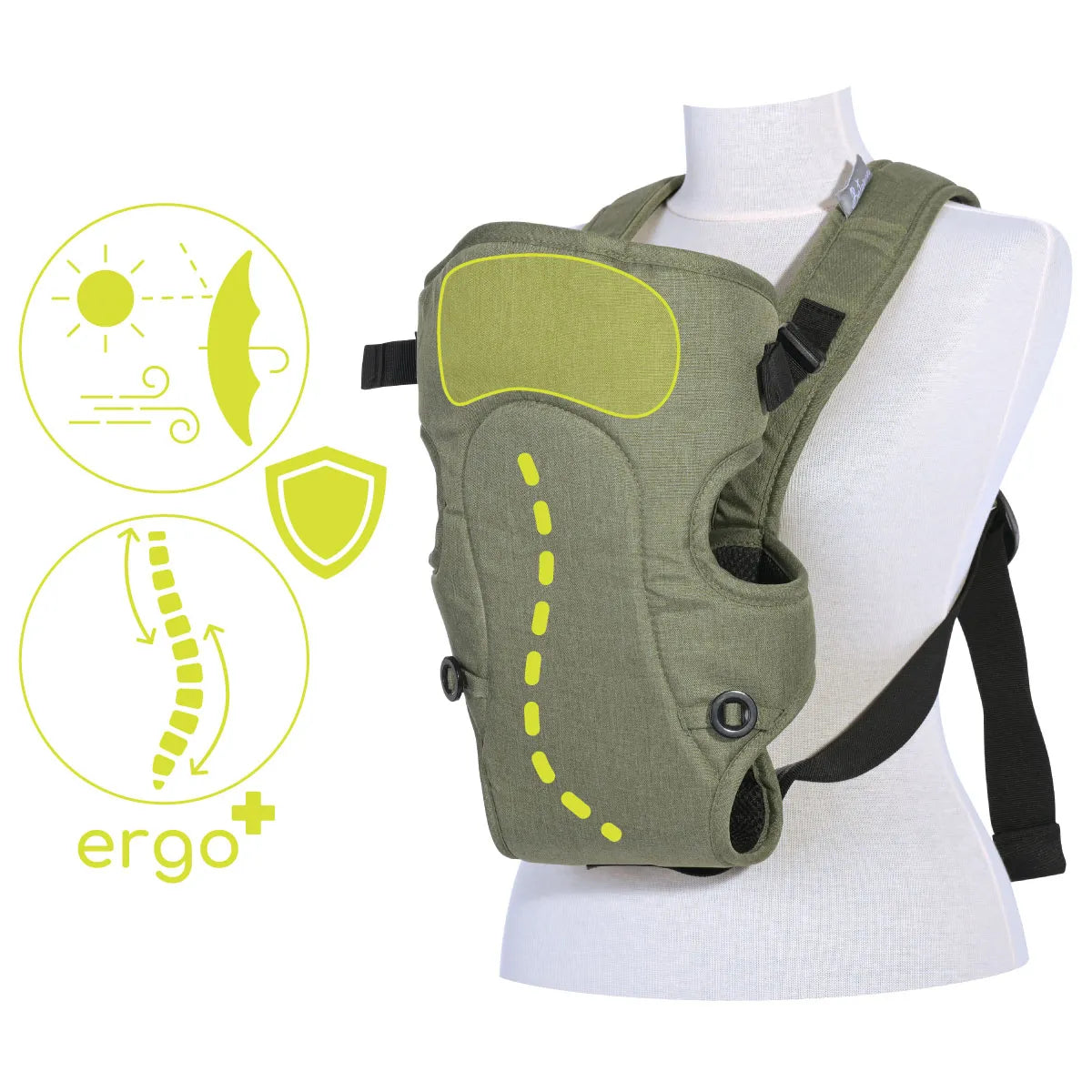 Reguliuojama ergonominė kūdikio nešioklė „Lorelli Between“, žalia