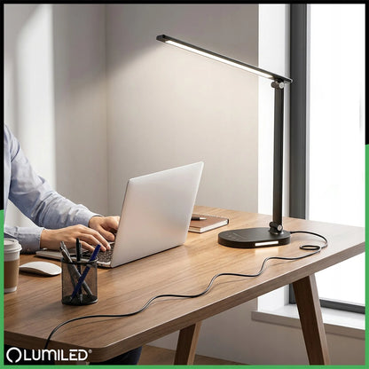 Reguliuojama LED stalinė lempa Lumiled su 5 spalvų režimais, USB jungtimi ir lietimui jautriu valdymu