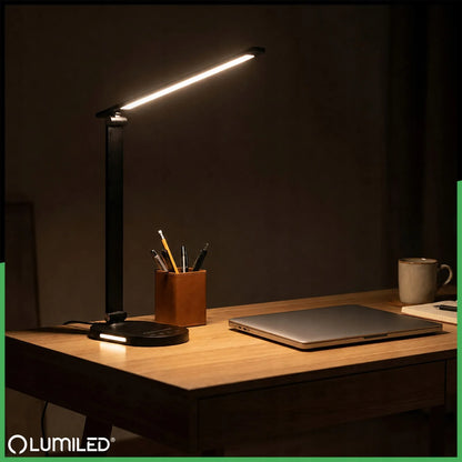 Reguliuojama LED stalinė lempa Lumiled su 5 spalvų režimais, USB jungtimi ir lietimui jautriu valdymu