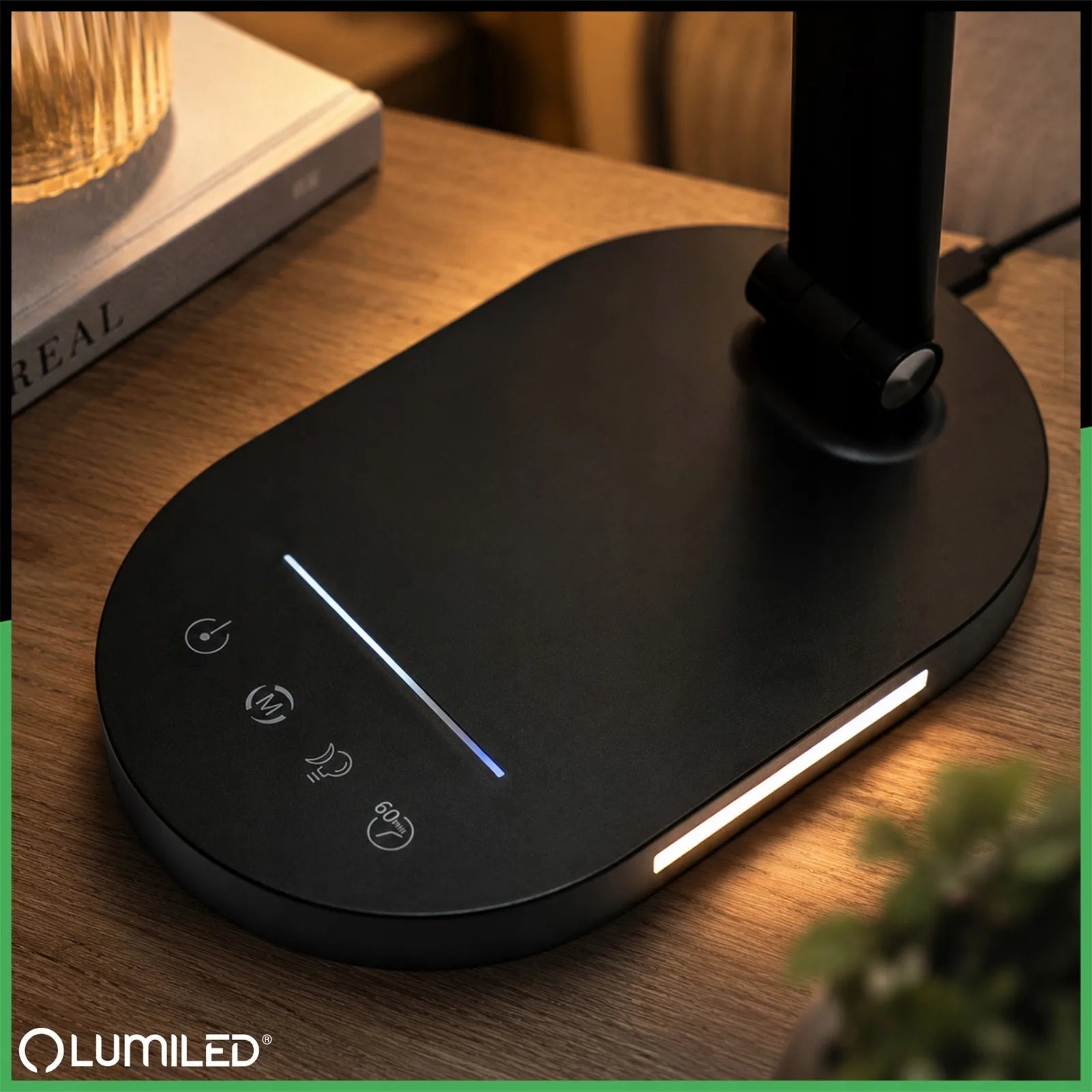 Reguliuojama LED stalinė lempa Lumiled su 5 spalvų režimais, USB jungtimi ir lietimui jautriu valdymu