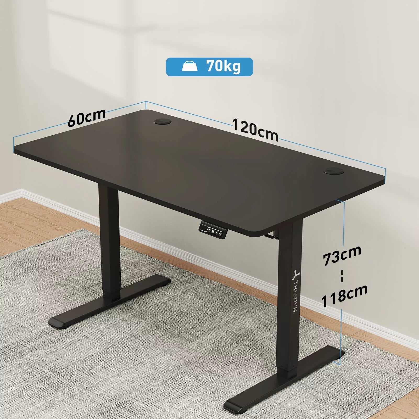 Reguliuojamas elektrinis žaidimų stalas Triadyn WorkBase 1206 120x60 cm