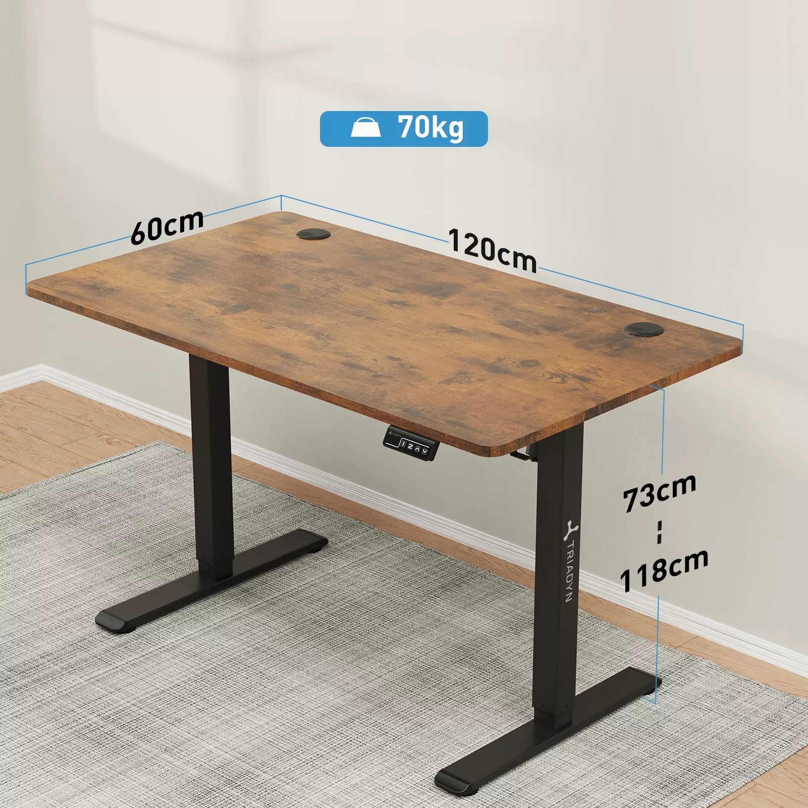 Reguliuojamas elektrinis žaidimų stalas Triadyn WorkBase 1206 120x60cm