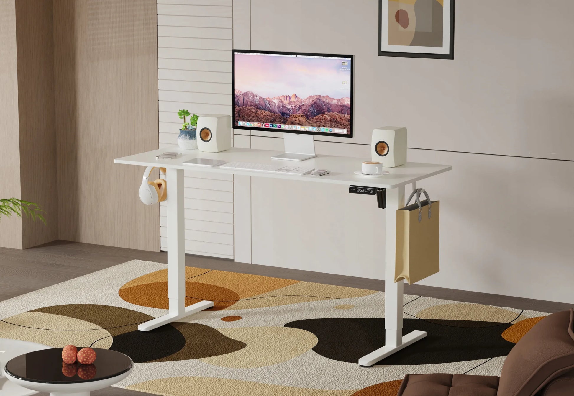 Reguliuojamo aukščio elektrinis stalas Lite 140 LVNSystem, baltas