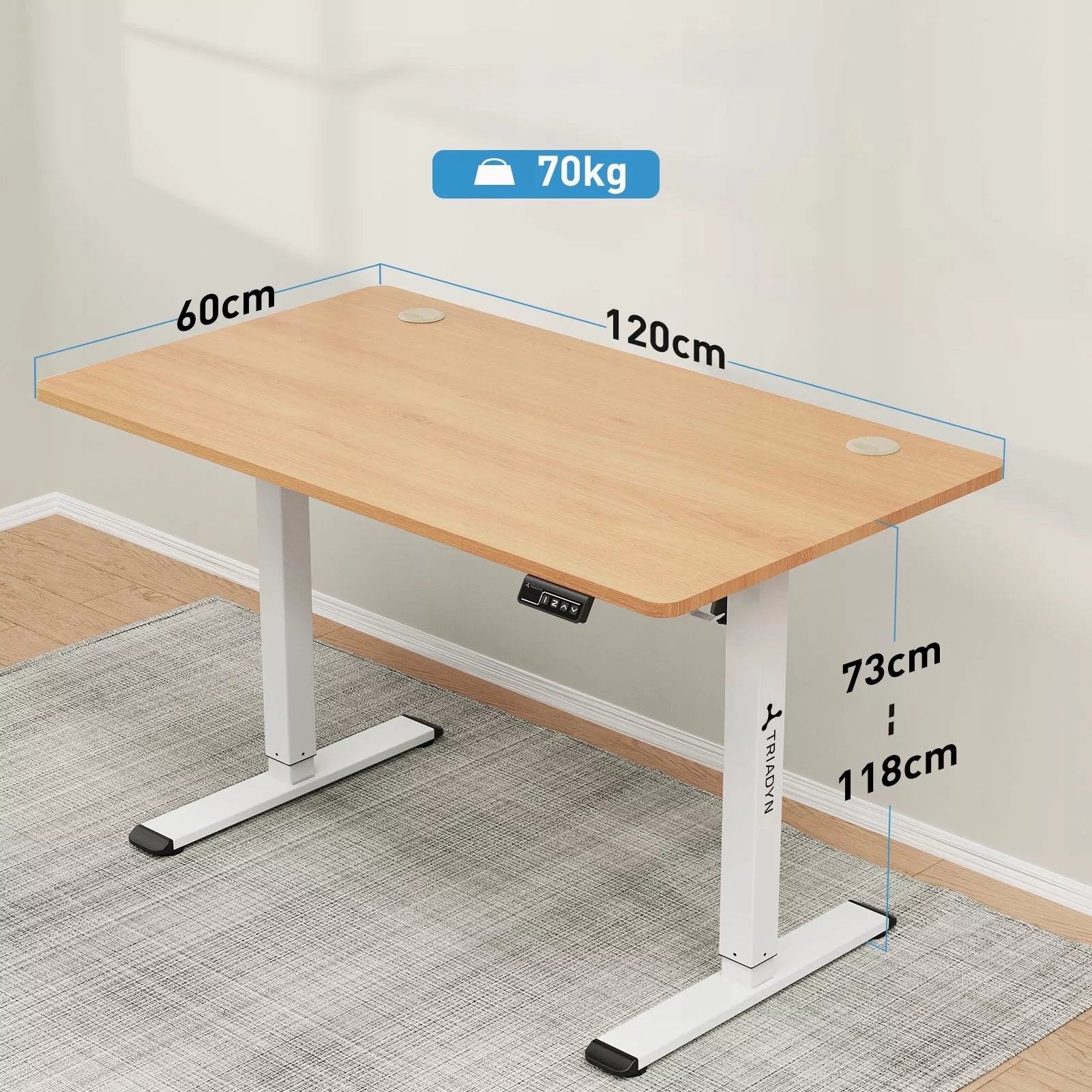 Reguliuojamo aukščio elektrinis žaidimų stalas Triadyn WorkBase 1206 120x60 cm