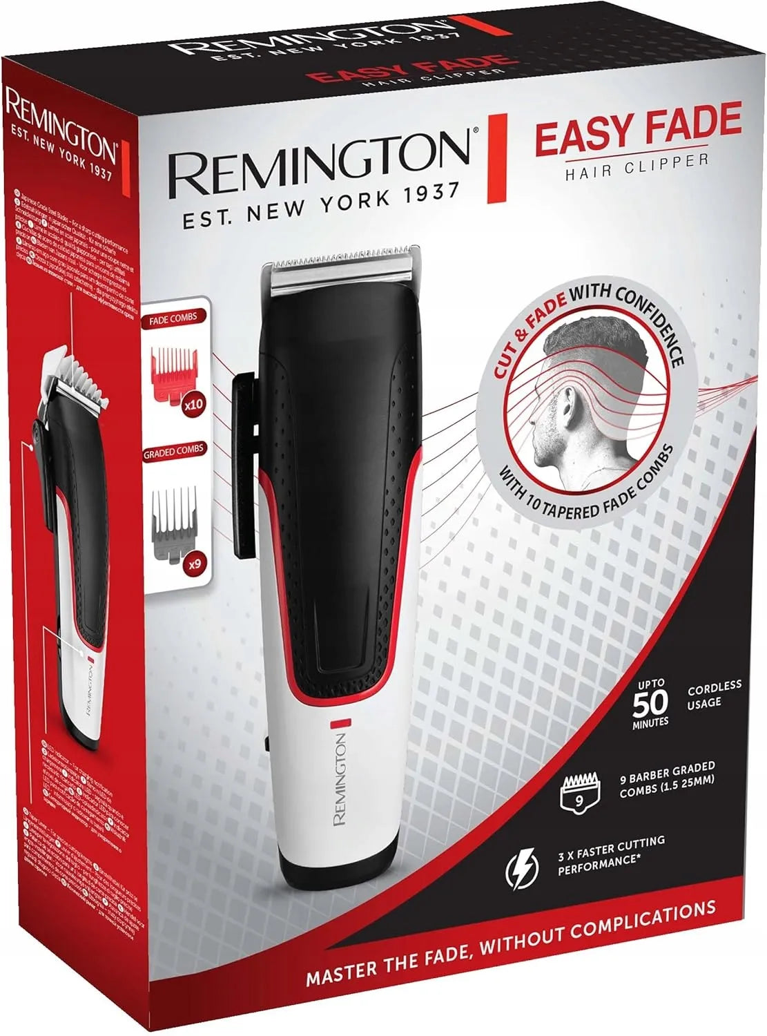Remington HC500 Easy Fade plaukų ir barzdos kirpimo mašinėlė, 8 ilgio nustatymai