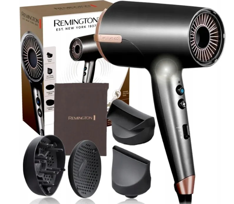 Remington plaukų džiovintuvas D6077 su jonizacija, difuzoriumi, koncentratoriumi ir reguliavimu