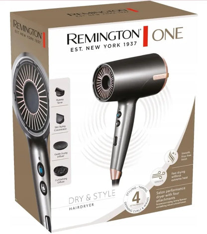 Remington plaukų džiovintuvas D6077 su jonizacija, difuzoriumi, koncentratoriumi ir reguliavimu