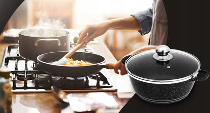 RETOO CookMaster 12 dalių puodų rinkinys su keramine danga, keptuve ir pirštinėmis