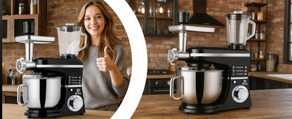 RETOO CookMaster OR1104 planetarinis virtuvinis kombainas su dubeniu, mėsmale ir kokteiline, 5 viename, 3200 W