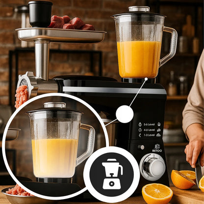 RETOO CookMaster OR1104 planetarinis virtuvinis kombainas su dubeniu, mėsmale ir kokteiline, 5 viename, 3200 W