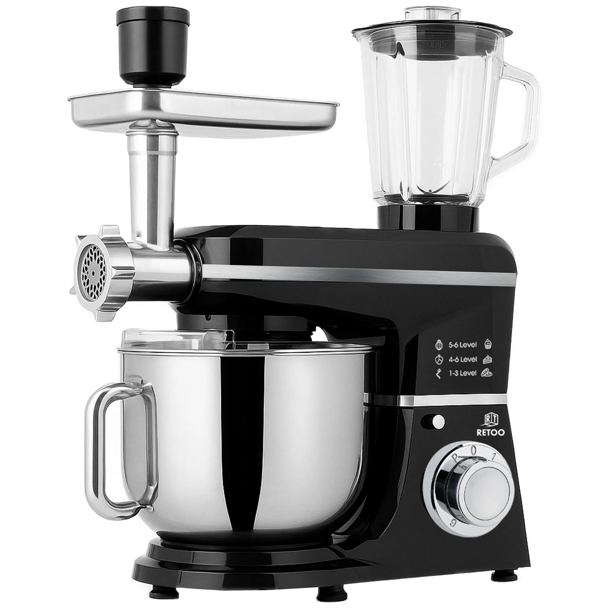 RETOO CookMaster OR1104 planetarinis virtuvinis kombainas su dubeniu, mėsmale ir kokteiline, 5 viename, 3200 W