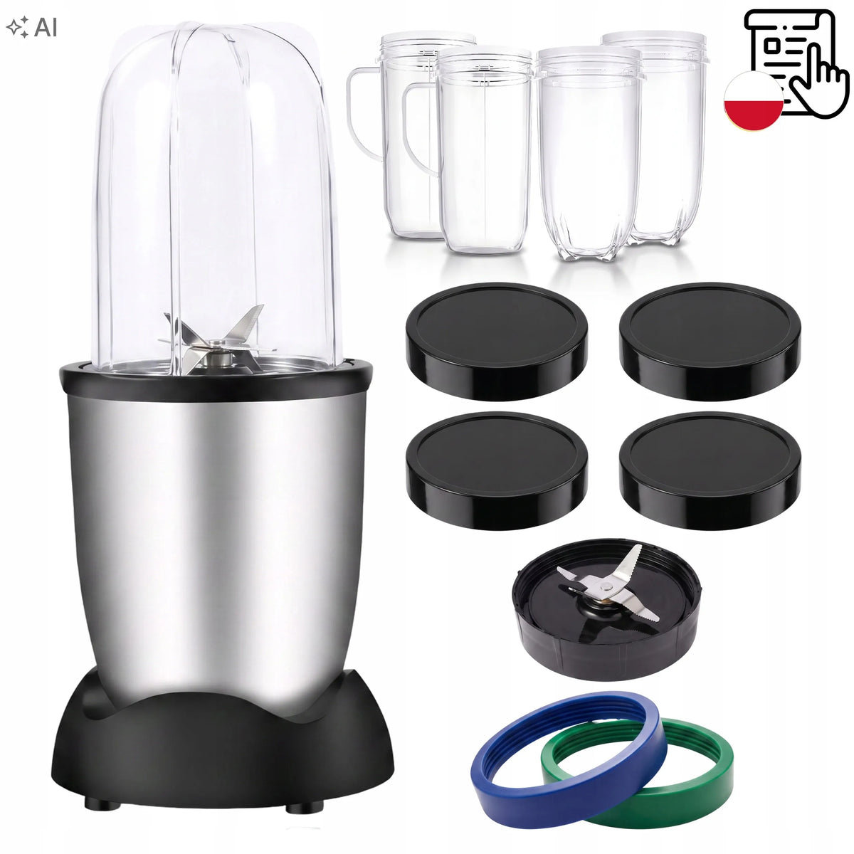 RETOO E606 daugiafunkcis 600 W kokteilinis trintuvas su 2 × 470 ml gertuvėmis