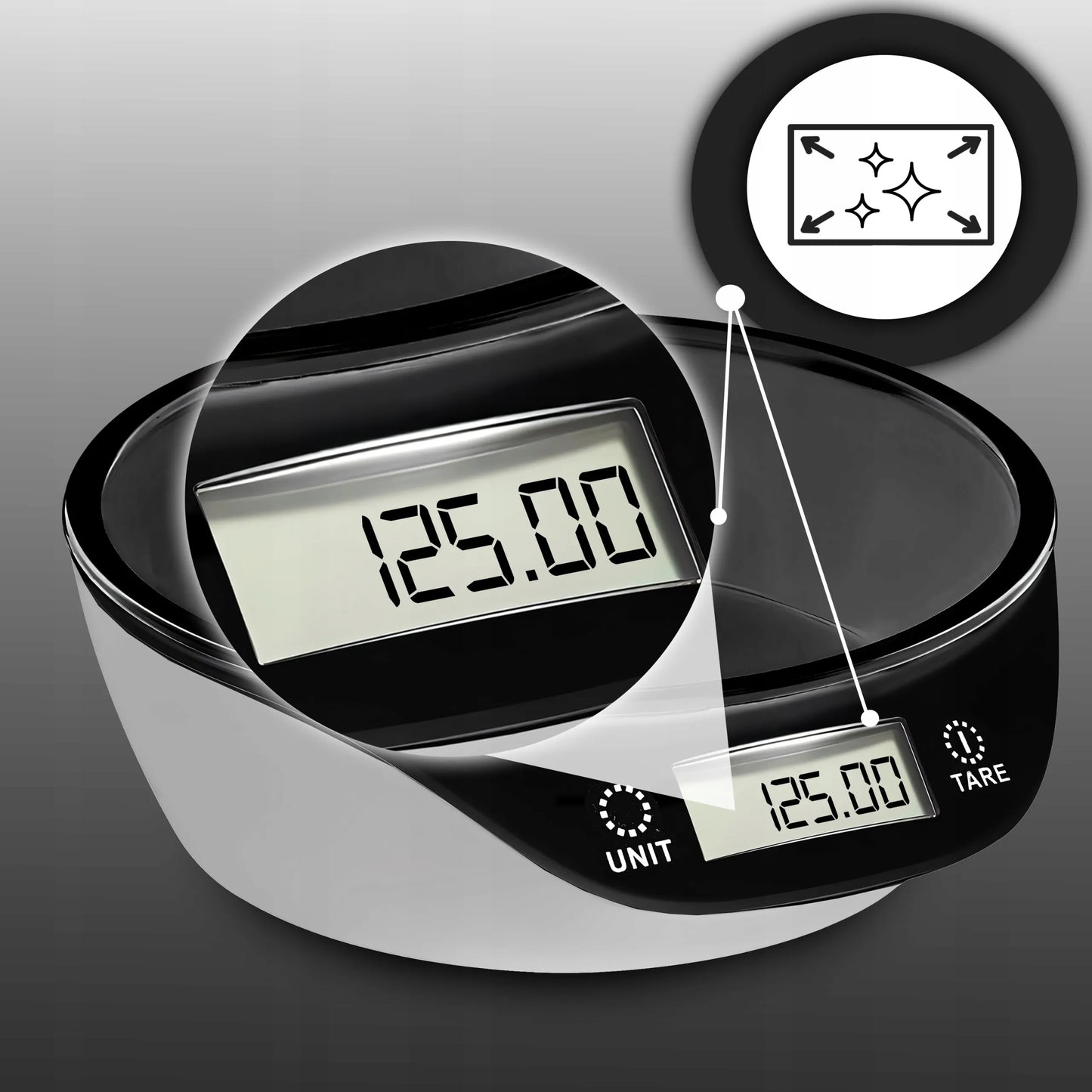 RETOO elektroninės virtuvinės svarstyklės su dubeniu, precizinės 5 kg, juodos ir baltos