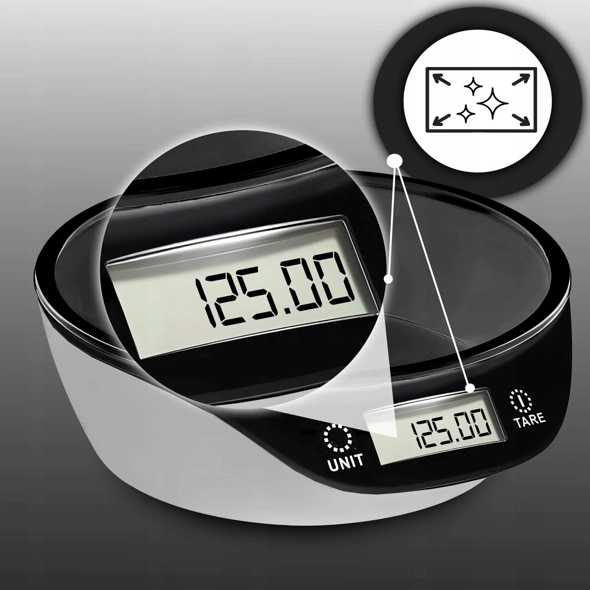 RETOO elektroninės virtuvinės svarstyklės su dubeniu, precizinės 5 kg, juodos ir baltos