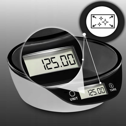RETOO elektroninės virtuvinės svarstyklės su dubeniu, precizinės 5 kg, juodos ir baltos