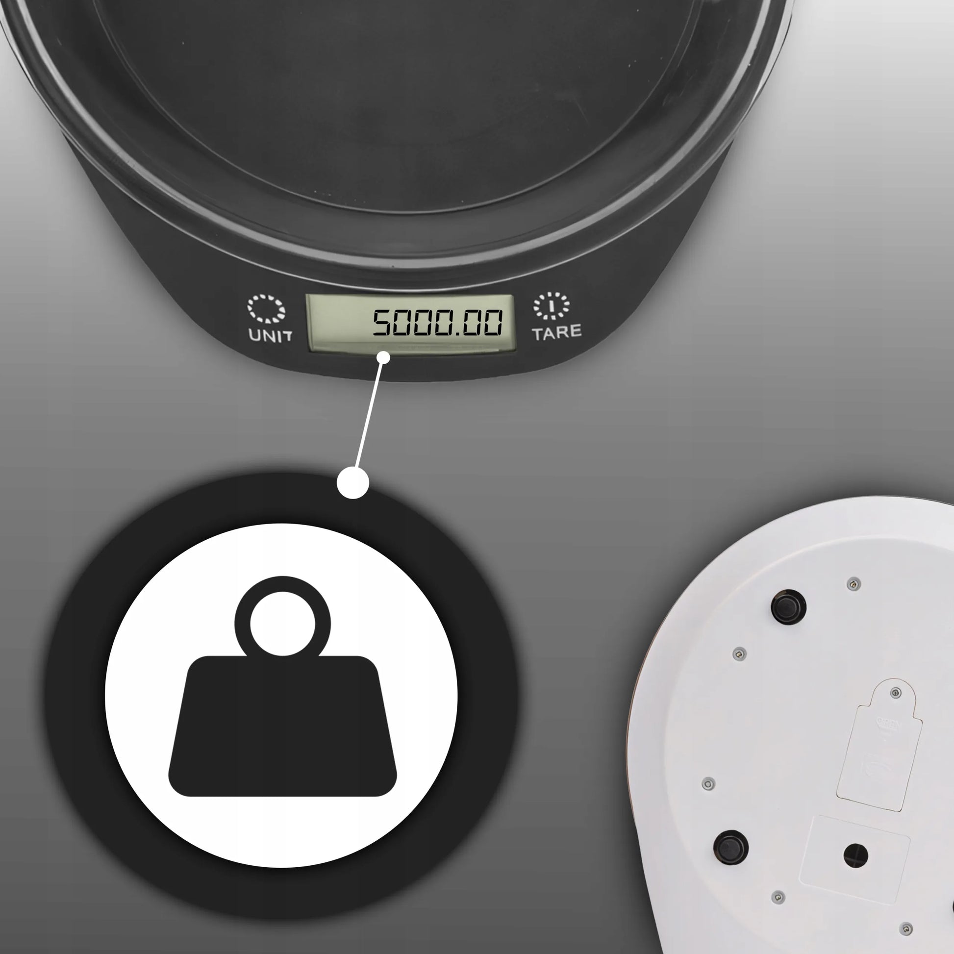 RETOO elektroninės virtuvinės svarstyklės su dubeniu, precizinės 5 kg, juodos ir baltos