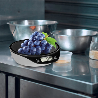 RETOO elektroninės virtuvinės svarstyklės su dubeniu, precizinės 5 kg, juodos ir baltos