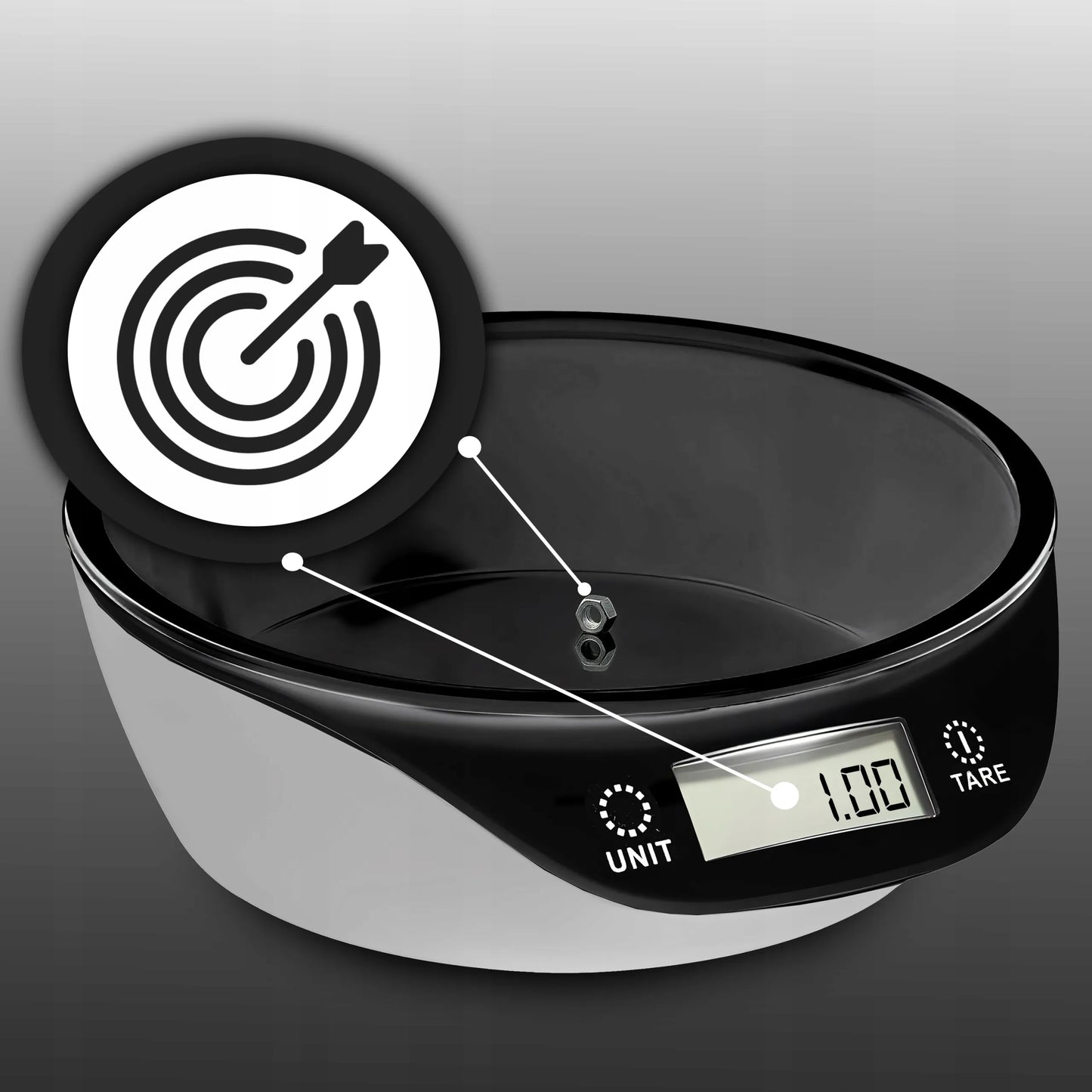 RETOO elektroninės virtuvinės svarstyklės su dubeniu, precizinės 5 kg, juodos ir baltos