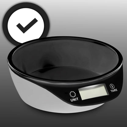 RETOO elektroninės virtuvinės svarstyklės su dubeniu, precizinės 5 kg, juodos ir baltos