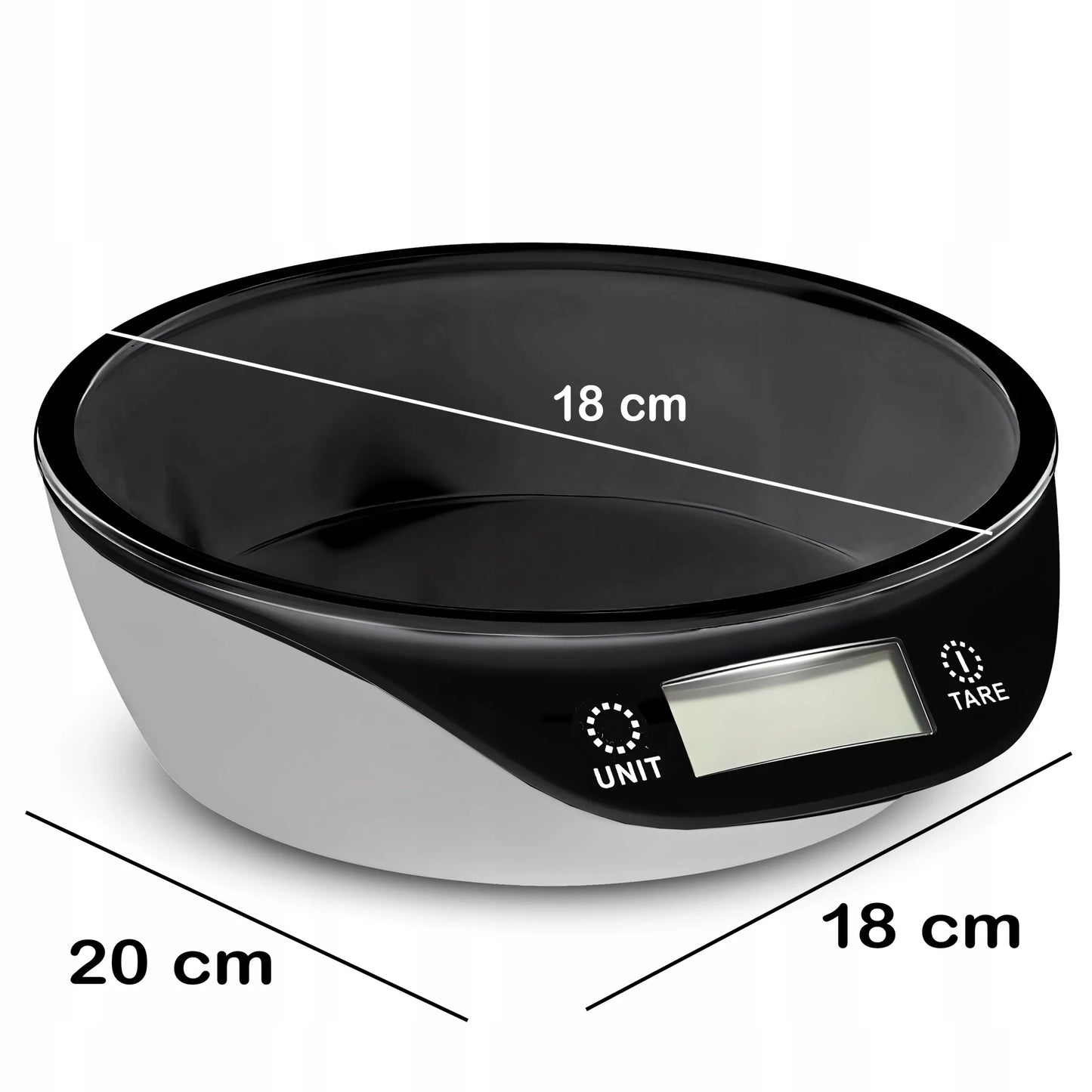 RETOO elektroninės virtuvinės svarstyklės su dubeniu, precizinės 5 kg, juodos ir baltos