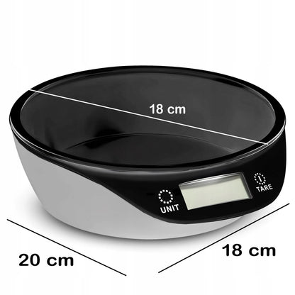 RETOO elektroninės virtuvinės svarstyklės su dubeniu, precizinės 5 kg, juodos ir baltos