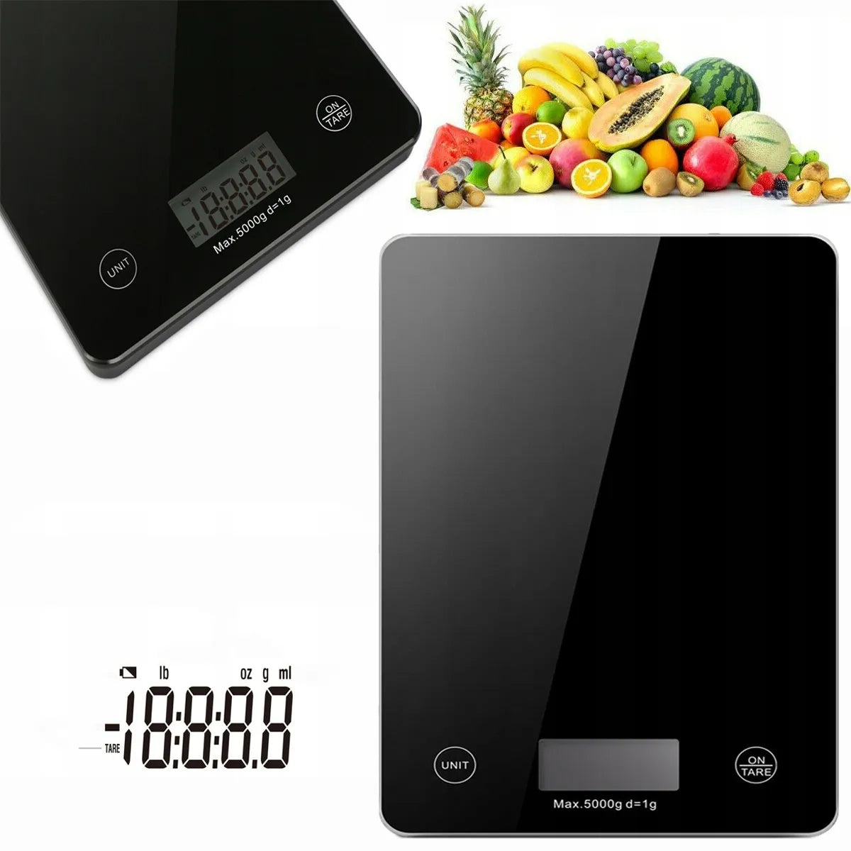 RETOO elektroninės virtuvinės svarstyklės su LCD ekranu, preciziškas tikslumas 5 kg/1 g, lietimui jautrios