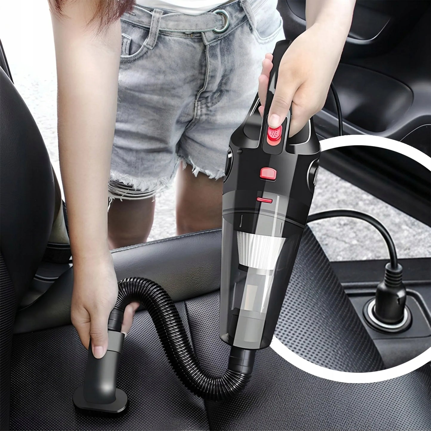 RETOO galingas rankinis automobilinis dulkių siurblys 12V 120W 4200Pa su priedais