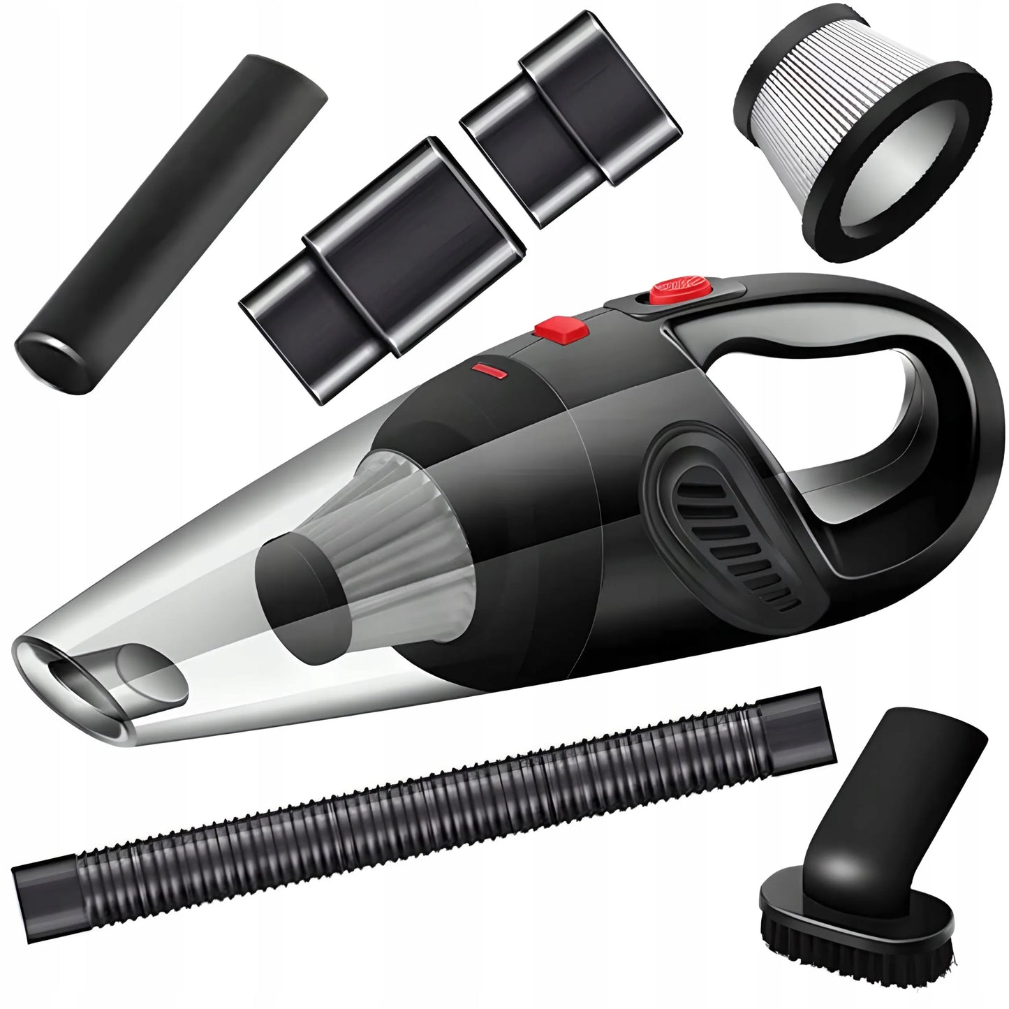 RETOO galingas rankinis automobilinis dulkių siurblys 12V 120W 4200Pa su priedais