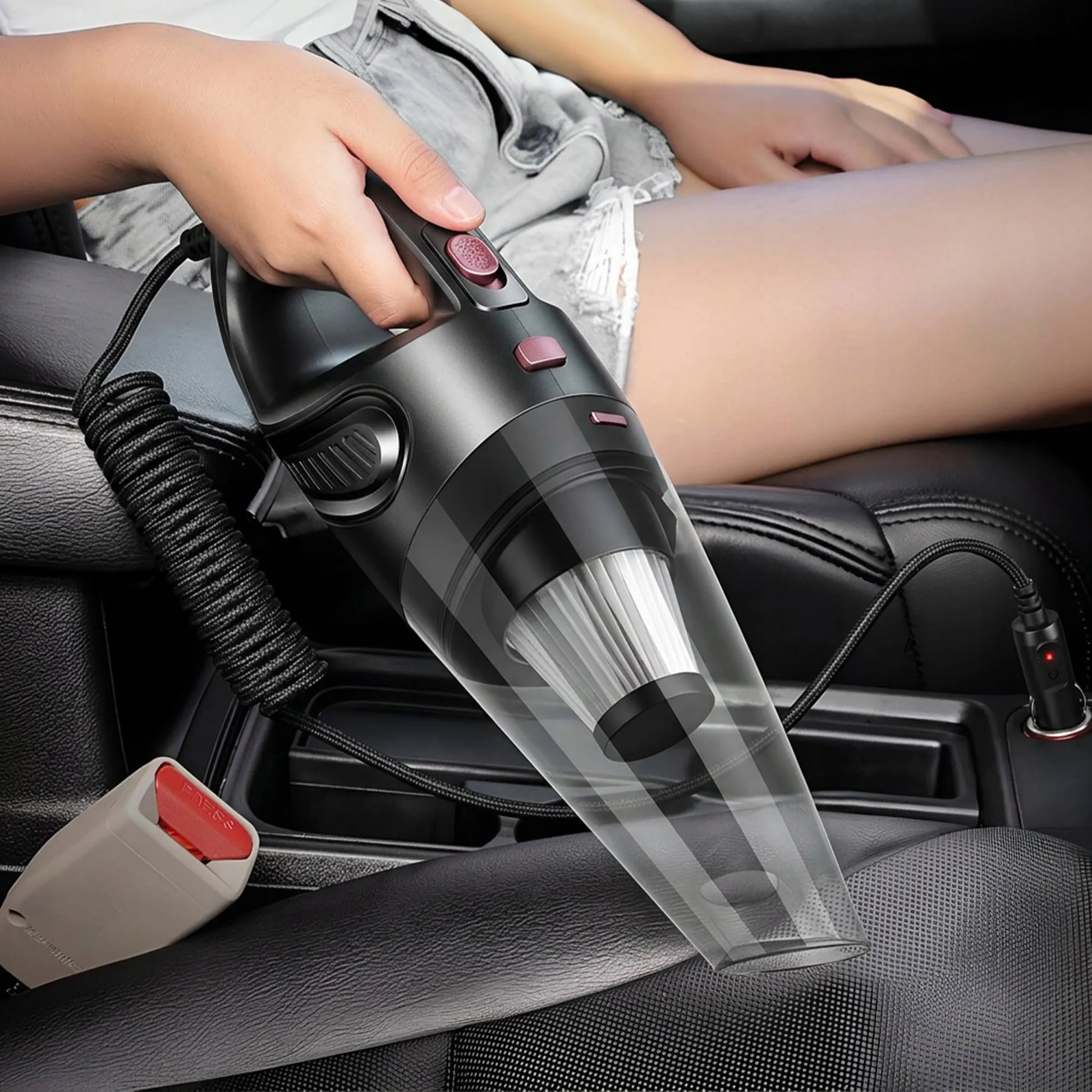 RETOO galingas rankinis automobilinis dulkių siurblys 12V 120W 4200Pa su priedais